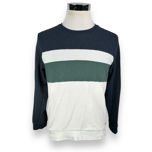 Marine Layer Fleece Sweatshirt Men’s Medium Colorblock Crewneck Blue Green White - Picture 1 of 10